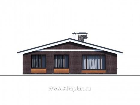 Проекты домов Альфаплан - «Веда» - проект одноэтажного дома с двускатной кровлей (три спальни) - превью фасада №4