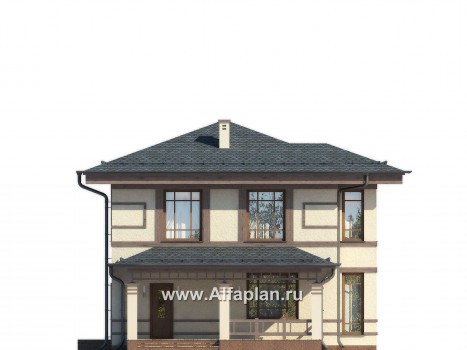 Проекты домов Альфаплан - Проект двухэтажного дома в восточном стиле - превью фасада №1
