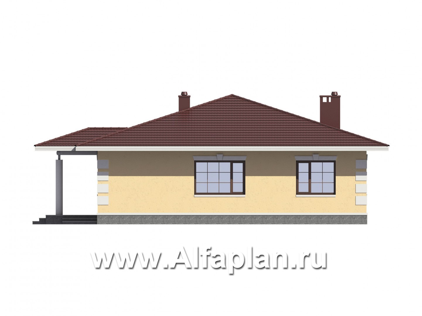 Проекты домов Альфаплан - Проект одноэтажного дома с удобной планировкой - изображение фасада №2