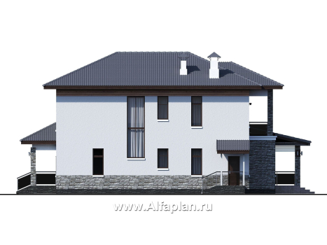 «Отражение» - проект двухэтажного дома, с террасой, мастер спальня, для большой семьи - превью фасада дома