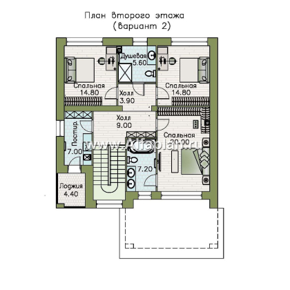 Проекты домов Альфаплан - «Эрго» - проект компактного дома 10х10м с удобной планировкой - превью плана проекта №3