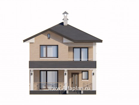 Проекты домов Альфаплан - «Серебро» - проект дома для небольшой семьи, вход с южных направлений - превью фасада №1