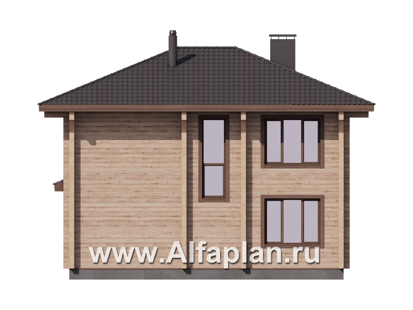 Проекты домов Альфаплан - Двухэтажный дом из клееного бруса - изображение фасада №2