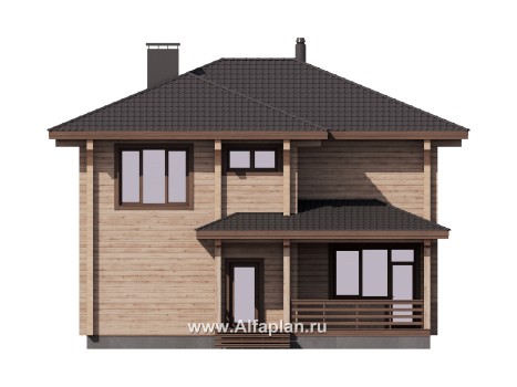 Проекты домов Альфаплан - Двухэтажный дом из клееного бруса - превью фасада №3