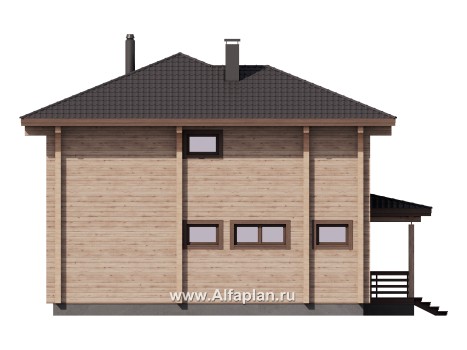 Проекты домов Альфаплан - Двухэтажный дом из клееного бруса - превью фасада №4