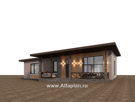 Проекты домов Альфаплан - "Стрелец" -проект современного одноэтажного дома с односкатной крышей - превью дополнительного изображения №1