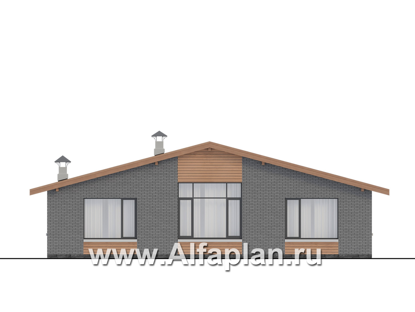 Проекты домов Альфаплан - "Форест" - проект одноэтажного дома с большой террасой - изображение фасада №4