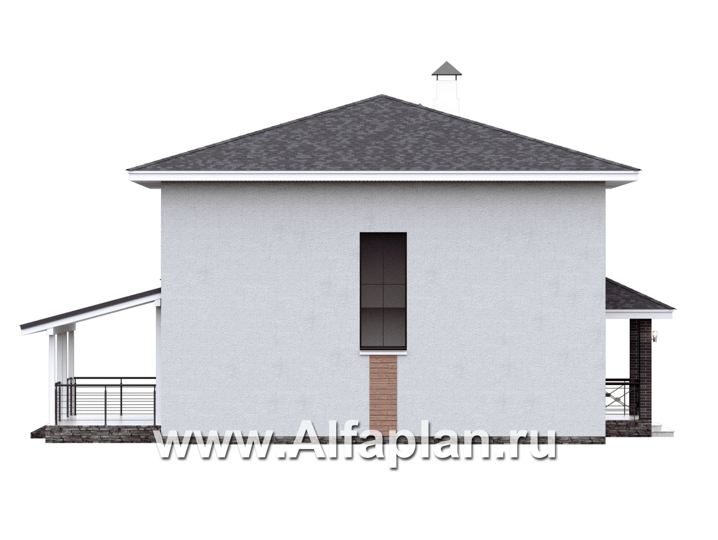 Проекты домов Альфаплан - "Антропный принцип" - проект экономичного дома со вторым светом из газобетона - изображение фасада №3