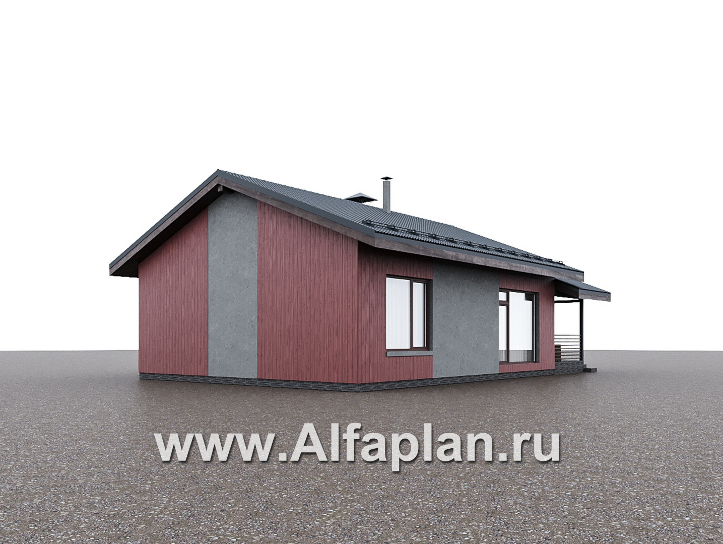 Проекты домов Альфаплан - "Литен" - проект маленького одноэтажного дома с комфортной планировкой, с террасой - дополнительное изображение №2