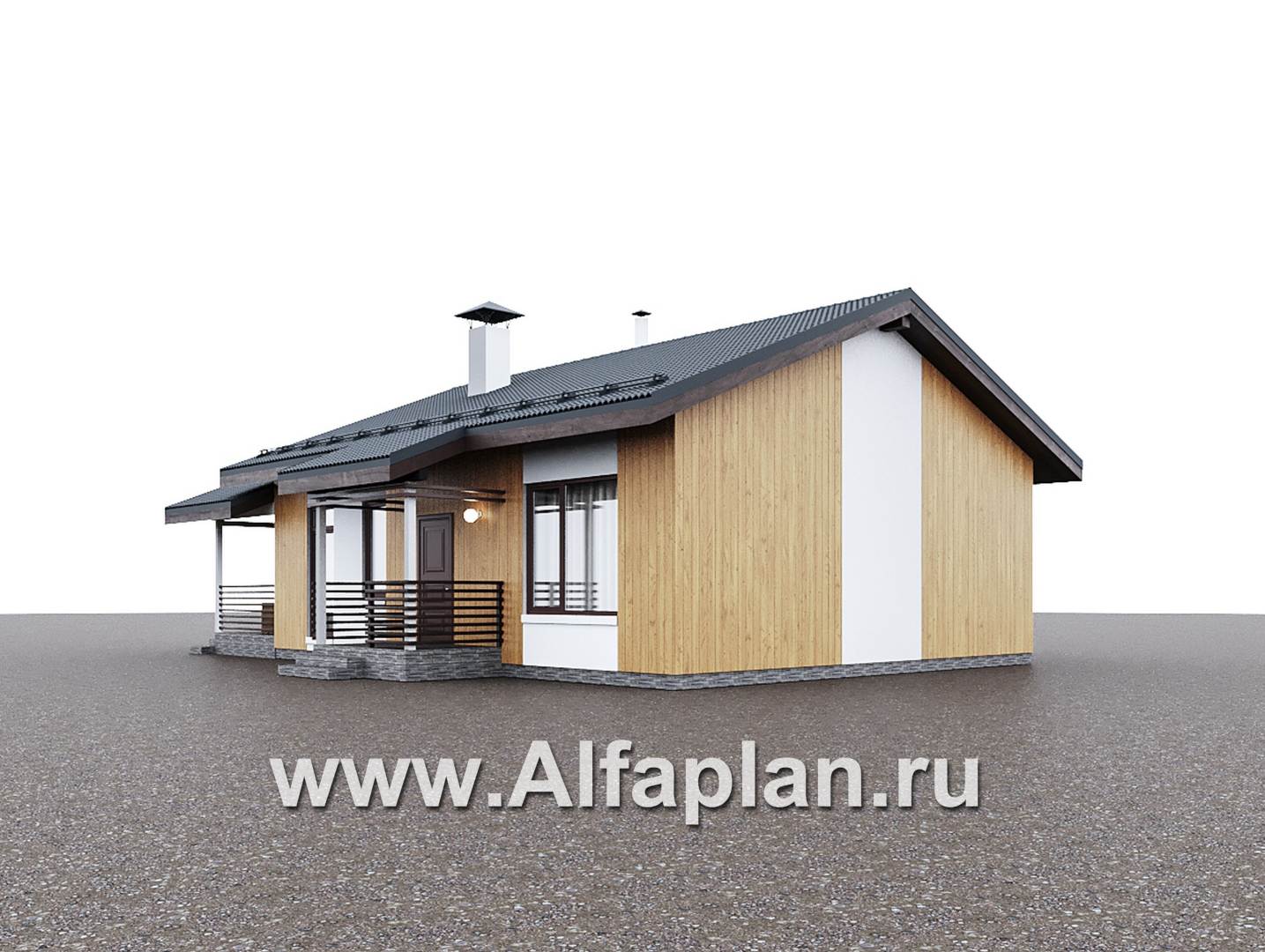 Проекты домов Альфаплан - "Литен" - проект маленького одноэтажного дома с комфортной планировкой, с террасой - дополнительное изображение №5