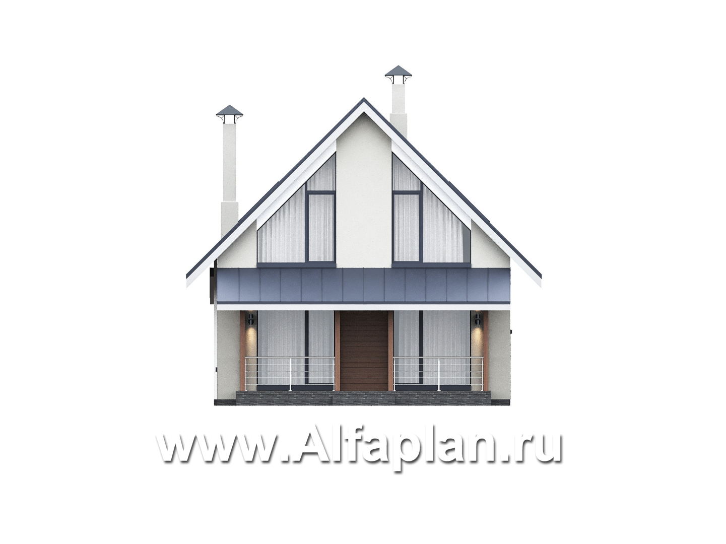 Проекты домов Альфаплан - "Генезис" - проект дома с мансардой, с террасой в современном стиле - изображение фасада №4