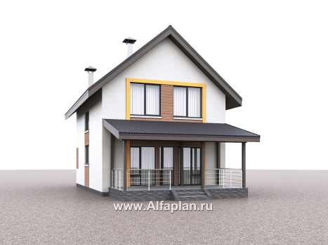 Проекты домов Альфаплан - "Викинг" - проект дома, 2 этажа, с сауной и с террасой, в скандинавском стиле - превью дополнительного изображения №2