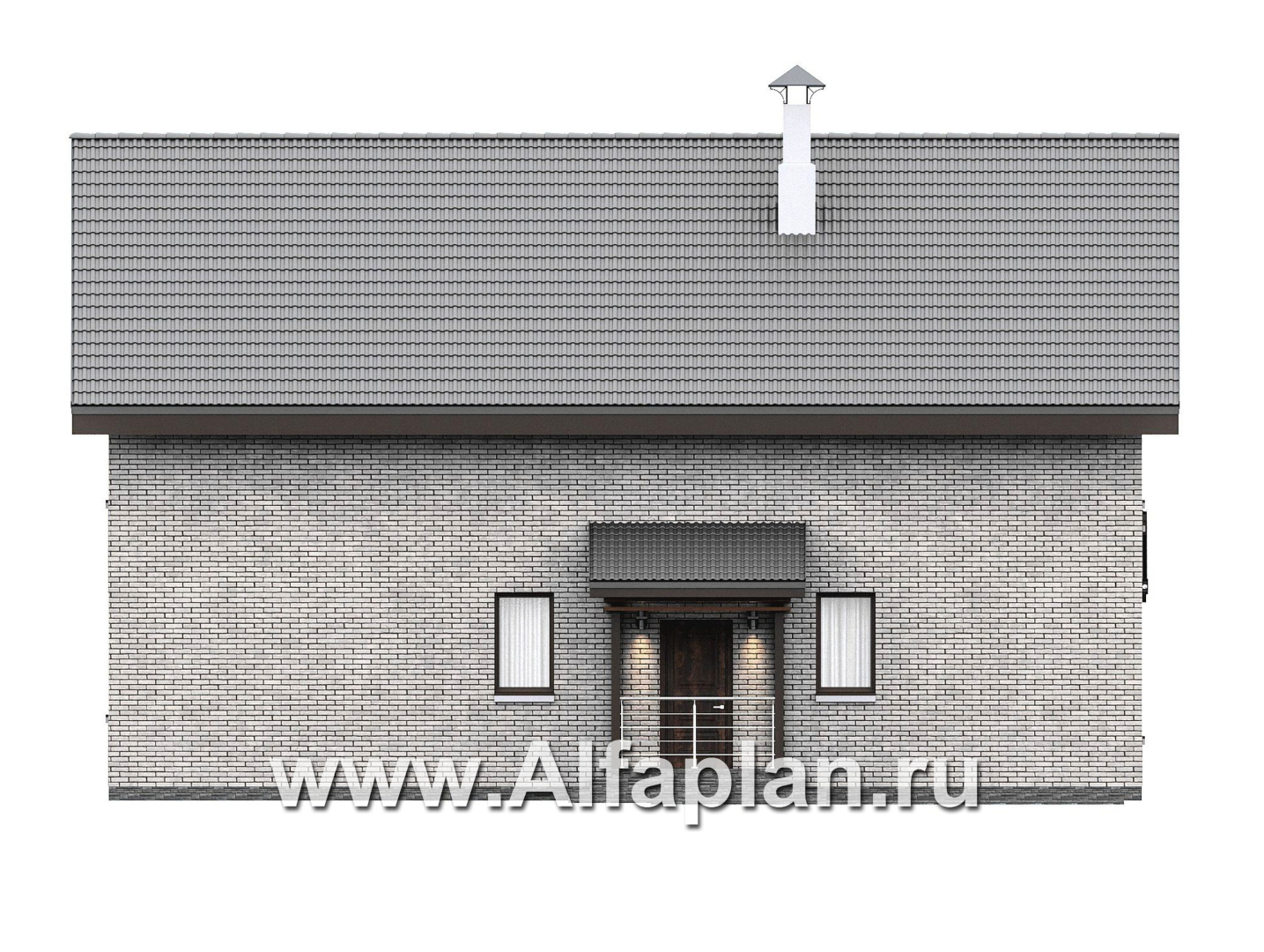 Проекты домов Альфаплан - "Мой путь" - проект дома из газобетона, 2 этажа, с террасой и с 5-ю спальнями - изображение фасада №3