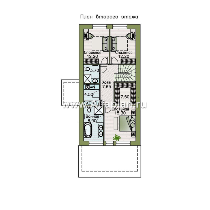 Проекты домов Альфаплан - "Мой путь" - проект дома из кирпича, 2 этажа, с террасой и с 5-ю спальнями - превью плана проекта №3