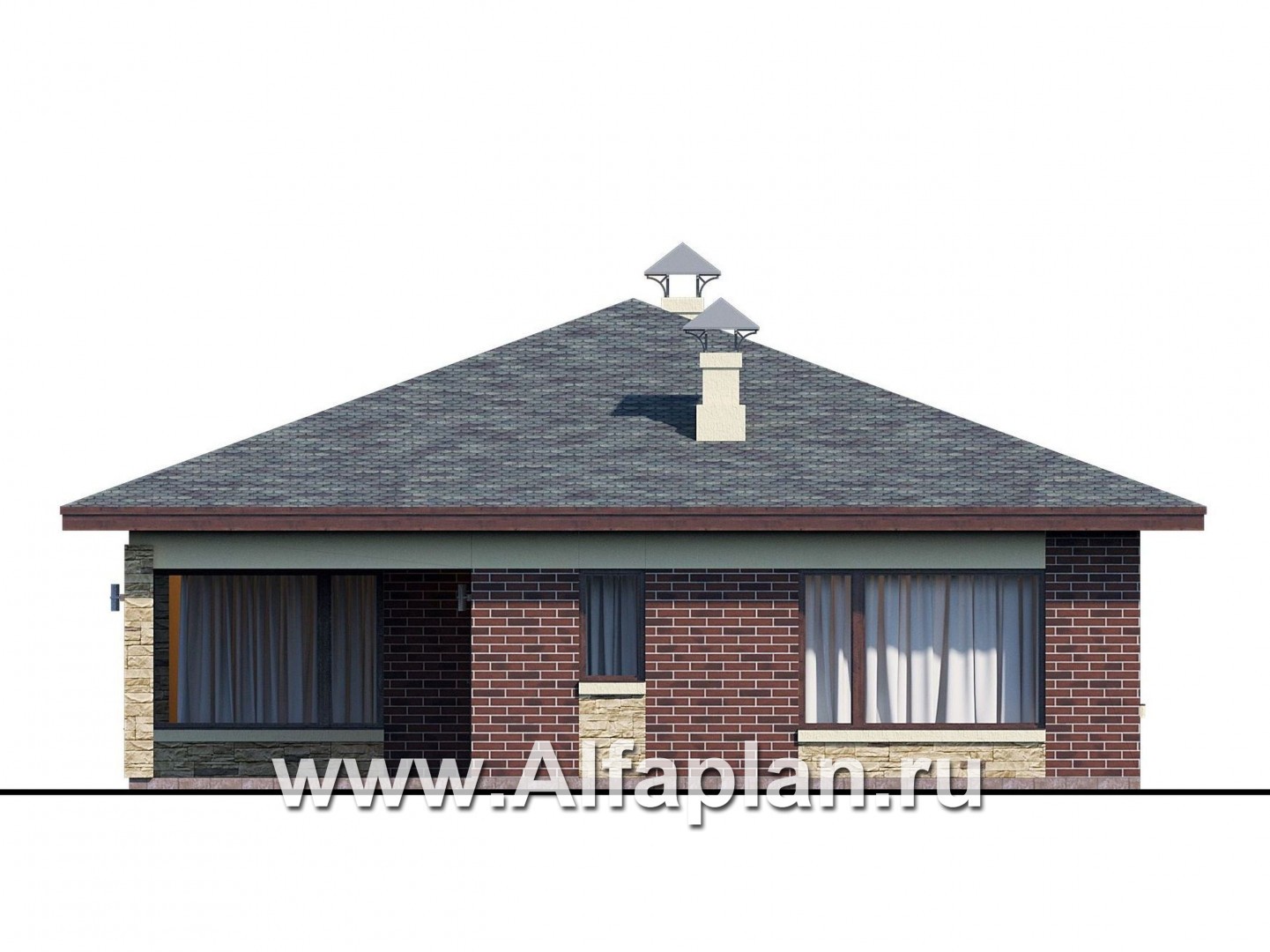 Проекты домов Альфаплан - «Дега» - стильный, компактный дачный дом из газобетона - изображение фасада №2