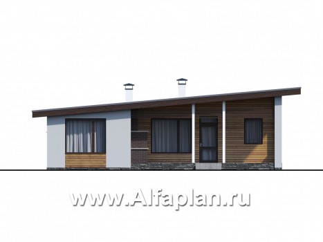 Проекты домов Альфаплан - «Вита» - загородный каркасный дом с террасой - превью фасада №4