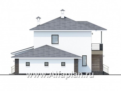 «Рефлекс» - современный проект двухэтажного дома из газобетона, с гаражом и террасой - превью фасада дома