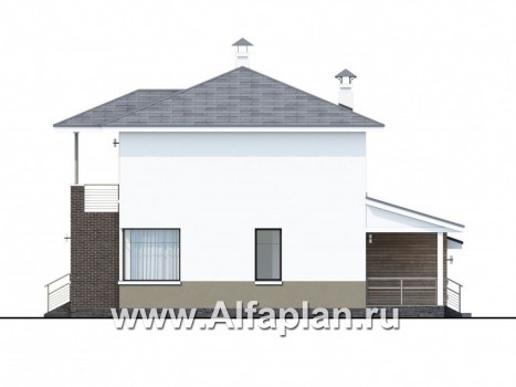 «Рефлекс» - современный проект двухэтажного дома из газобетона, с гаражом и террасой - превью фасада дома