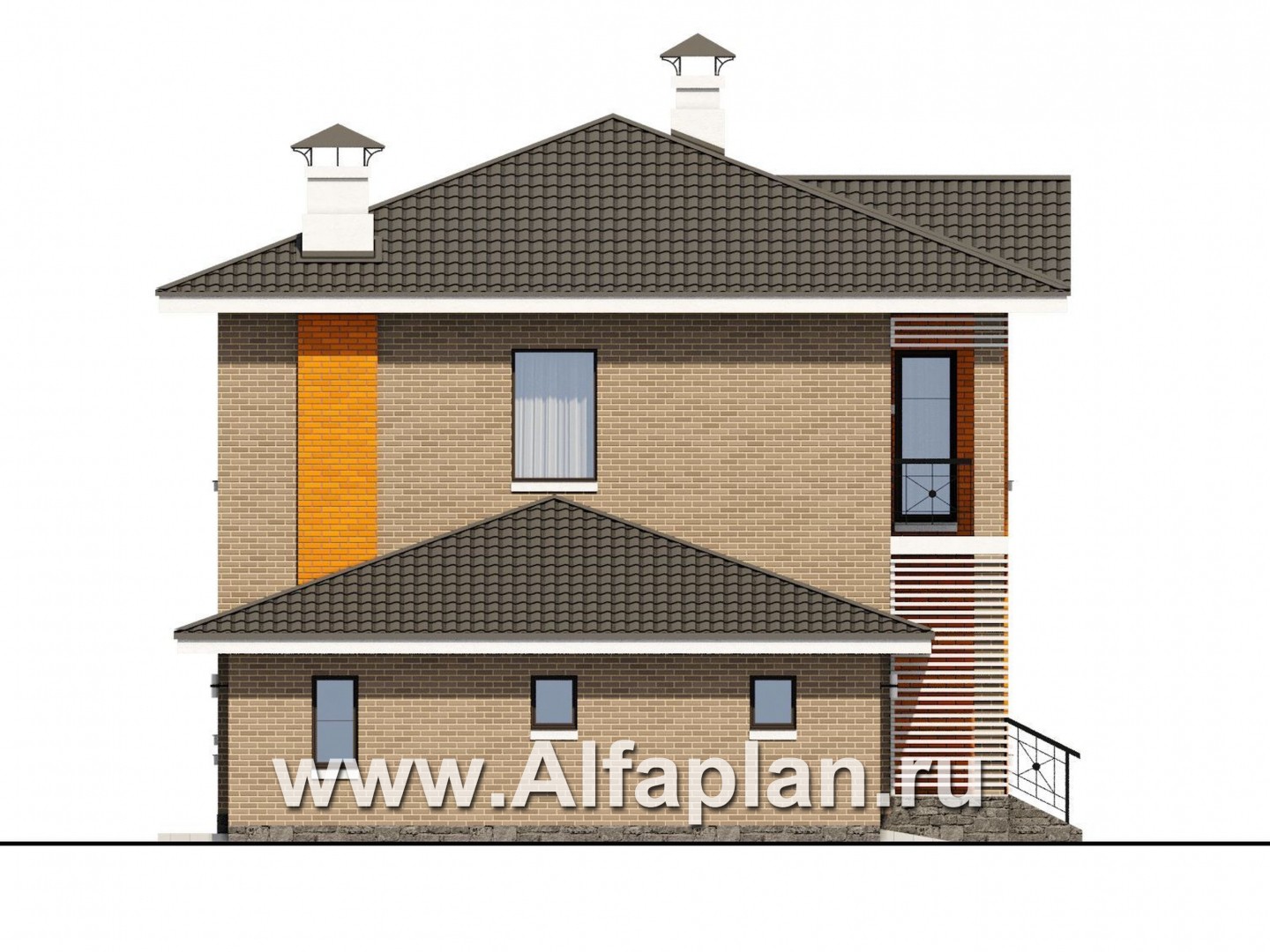 Проекты домов Альфаплан - «Серебро» - современный экономичный дом с гаражом - изображение фасада №3