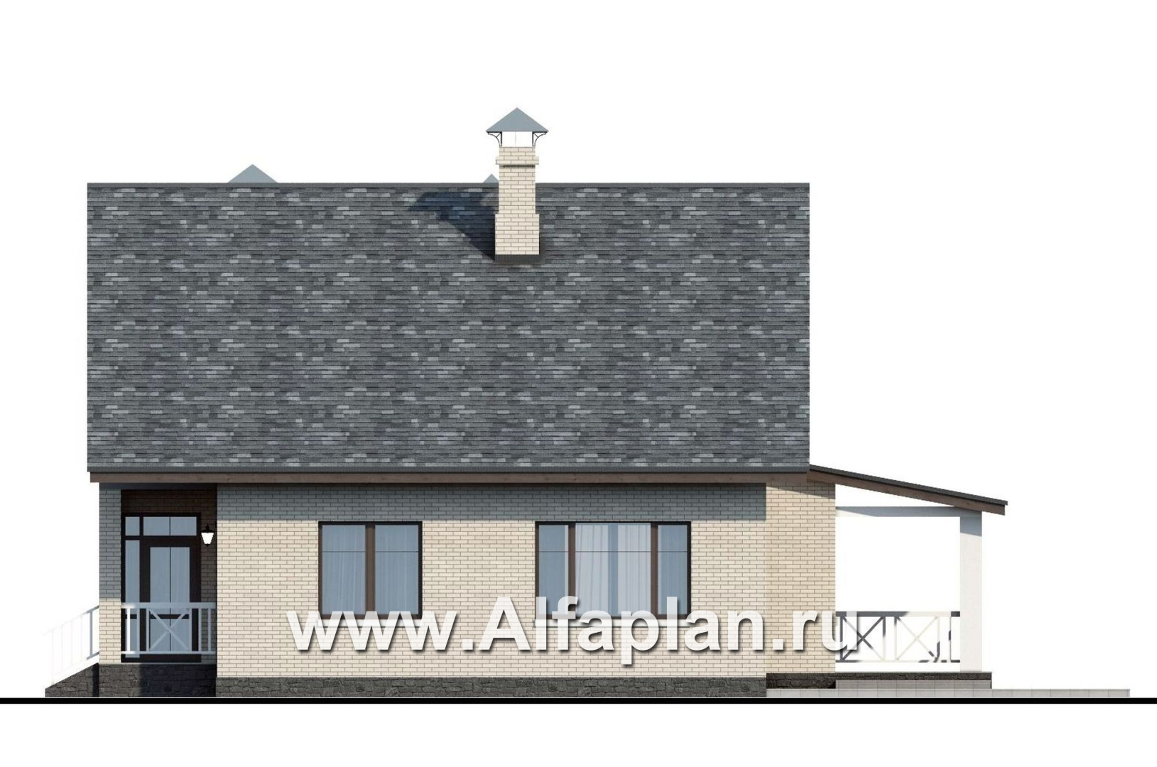 Проекты домов Альфаплан - «Грюневальд»-  рациональный план дома, двускатная крыша - изображение фасада №2