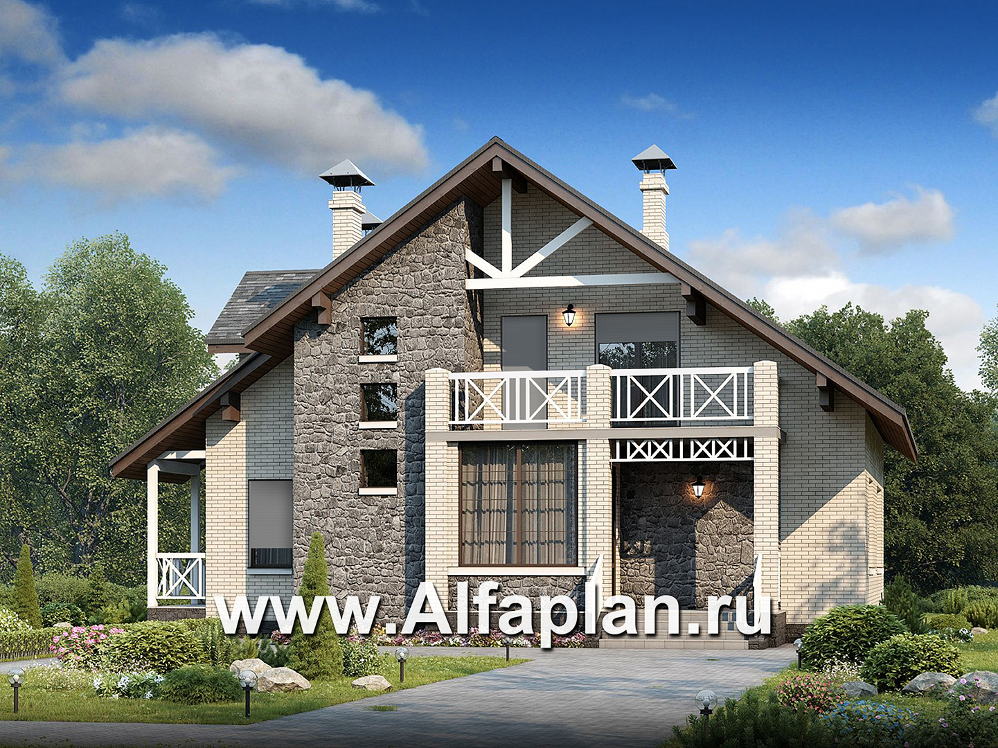 Проекты домов Альфаплан - «Грюневальд»-  рациональный план дома, двускатная крыша - дополнительное изображение №2