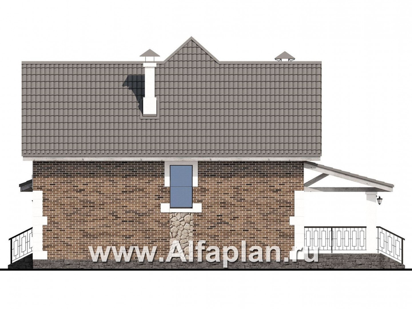 Проекты домов Альфаплан - «Причал» - романтический коттедж из кирпичей с  удобным планом - изображение фасада №2