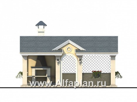 Проекты домов Альфаплан - Беседка-павильон с камином - превью фасада №1
