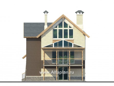 Проекты домов Альфаплан - «Экспрофессо»- компактный трехэтажный коттедж - превью фасада №4