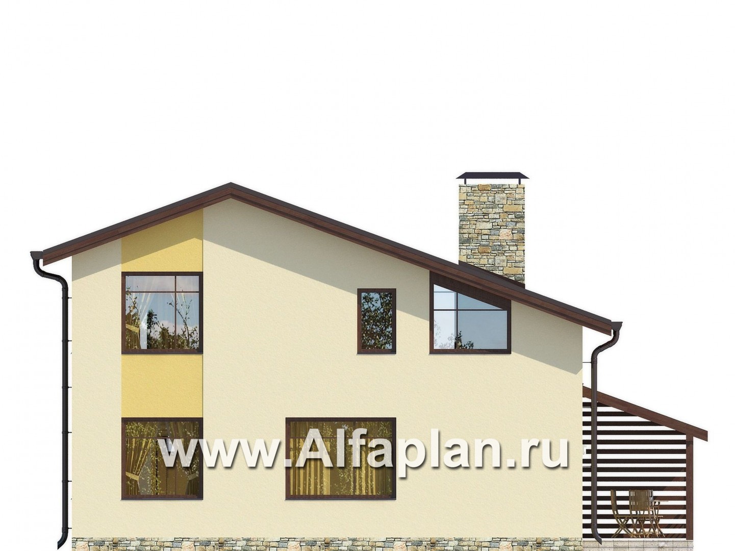 Проекты домов Альфаплан - Компактный каркасный дом для узкого участка - изображение фасада №4