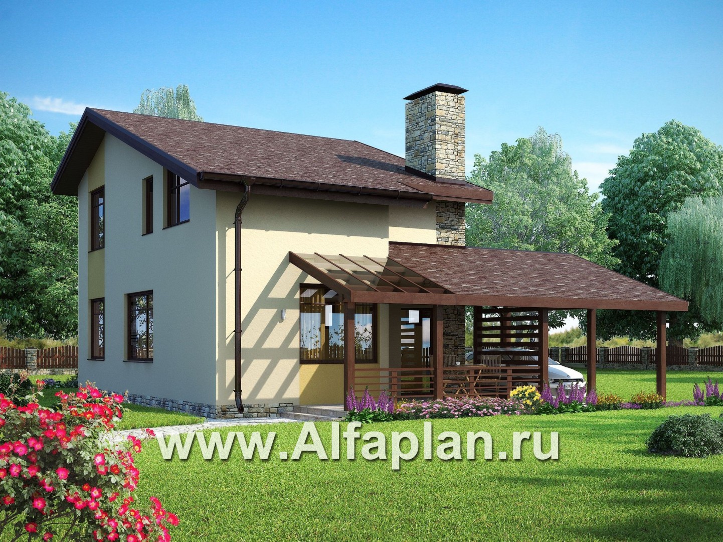 Проекты домов Альфаплан - Компактный каркасный дом для узкого участка - дополнительное изображение №2