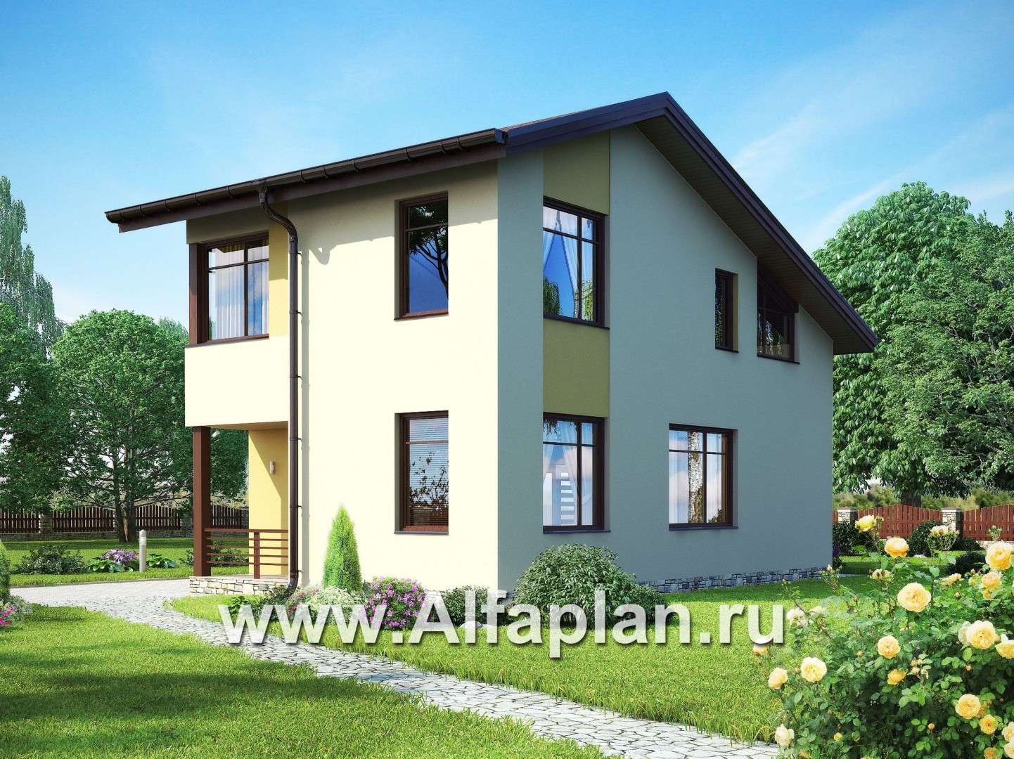 Проекты домов Альфаплан - Компактный каркасный дом для узкого участка - дополнительное изображение №3