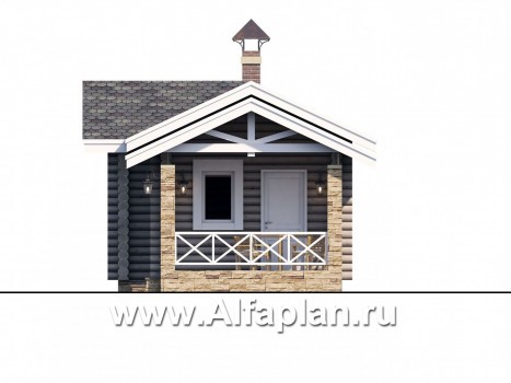 Проекты домов Альфаплан - Уютная одноэтажная деревянная баня с крытой террасой - превью фасада №2