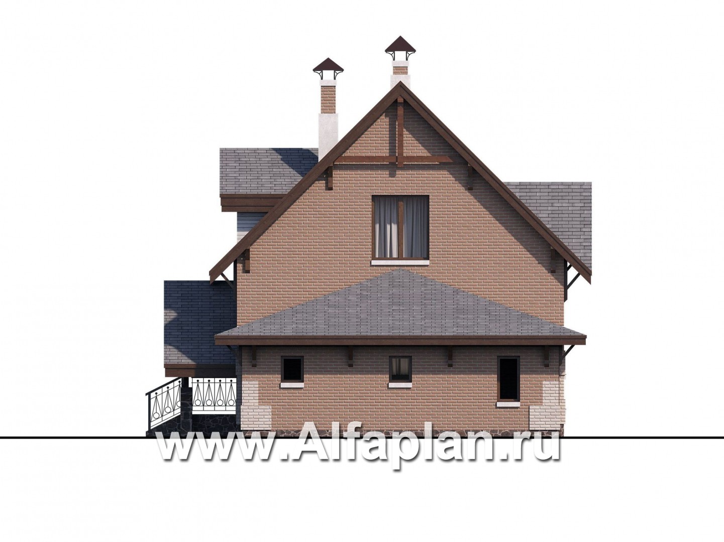 Проекты домов Альфаплан - «Улыбка» - компактный загородный дом с гаражом - изображение фасада №2