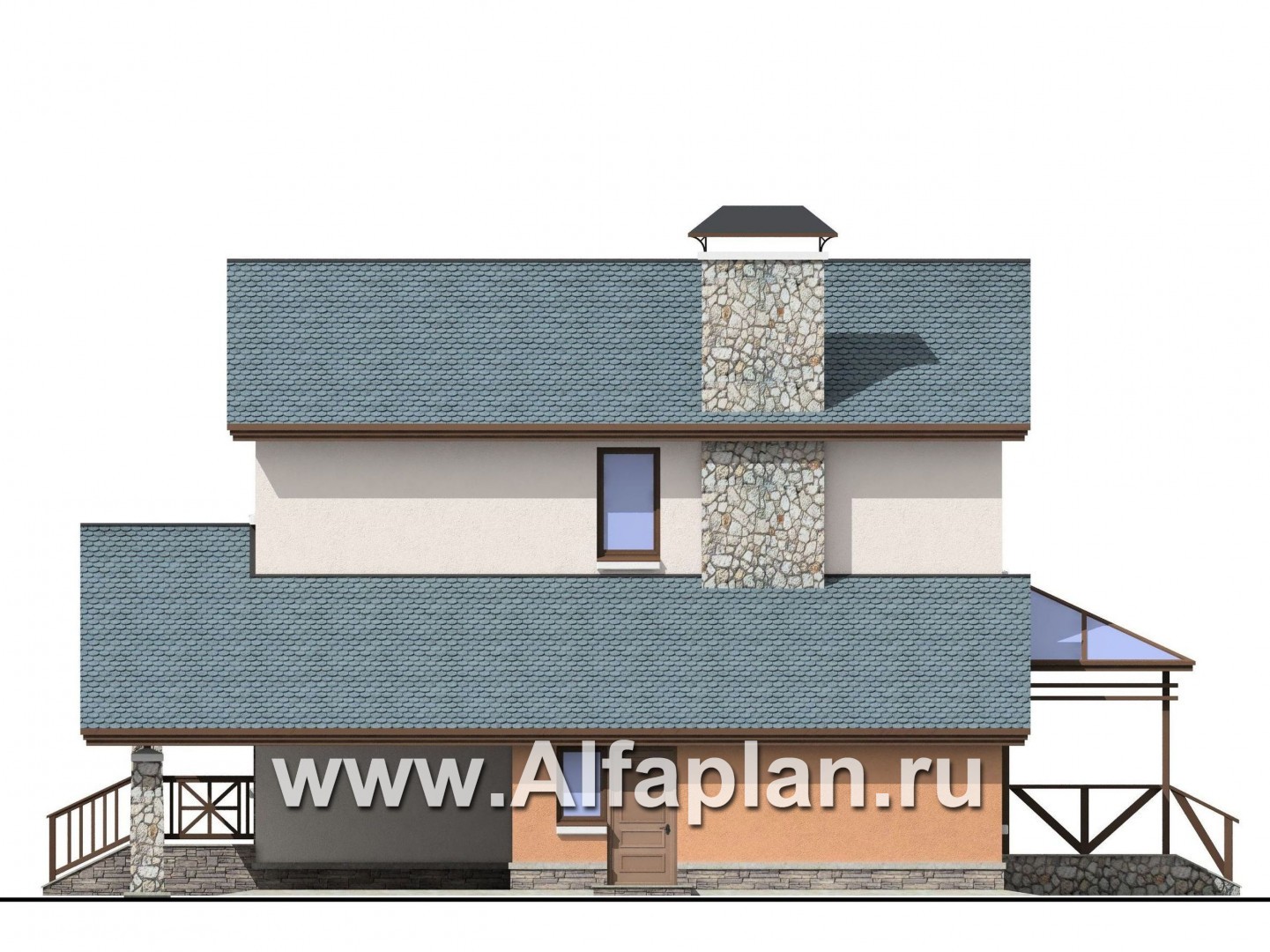 Проекты домов Альфаплан - «Премьера» - компактный дом с навесом для машины - изображение фасада №2