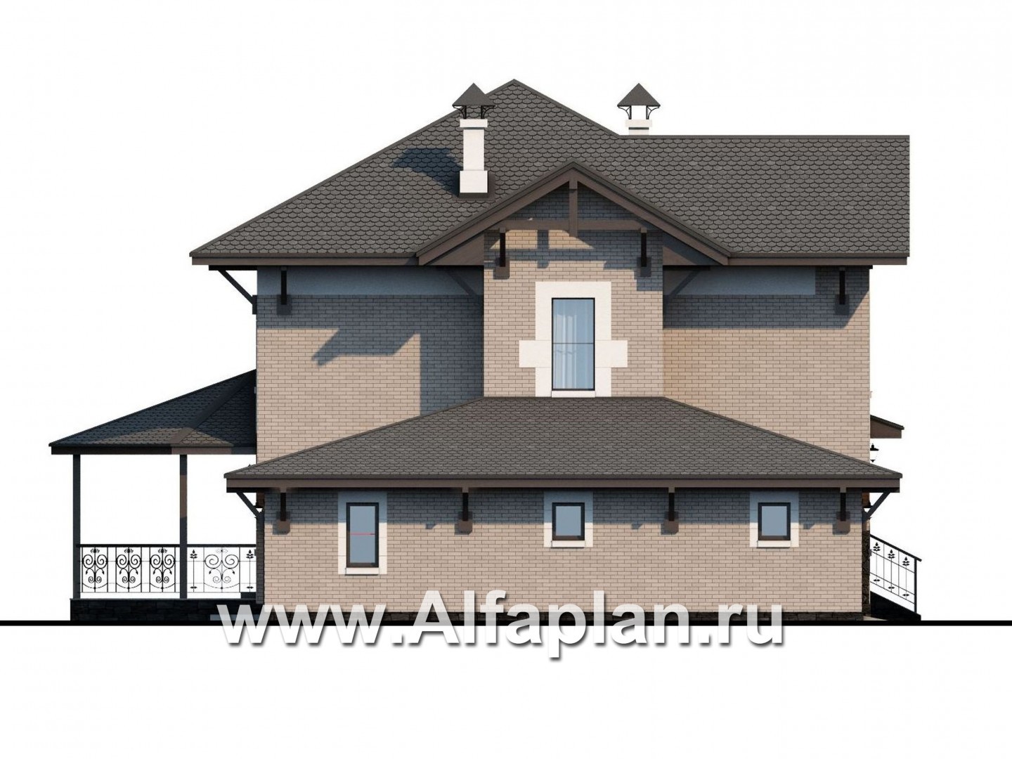 Проекты домов Альфаплан - «Фея сирени» - изящный дом с гаражом - изображение фасада №3