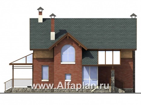 Проекты домов Альфаплан - «Вишневый сад» - проект небольшого дома или дачи - превью фасада №3