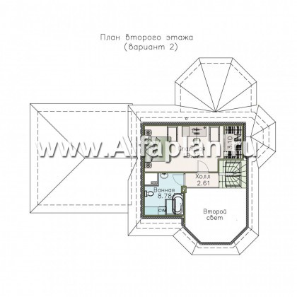 Проекты домов Альфаплан - «Душечка плюс» - компактный дом с навесом для машин - превью плана проекта №3