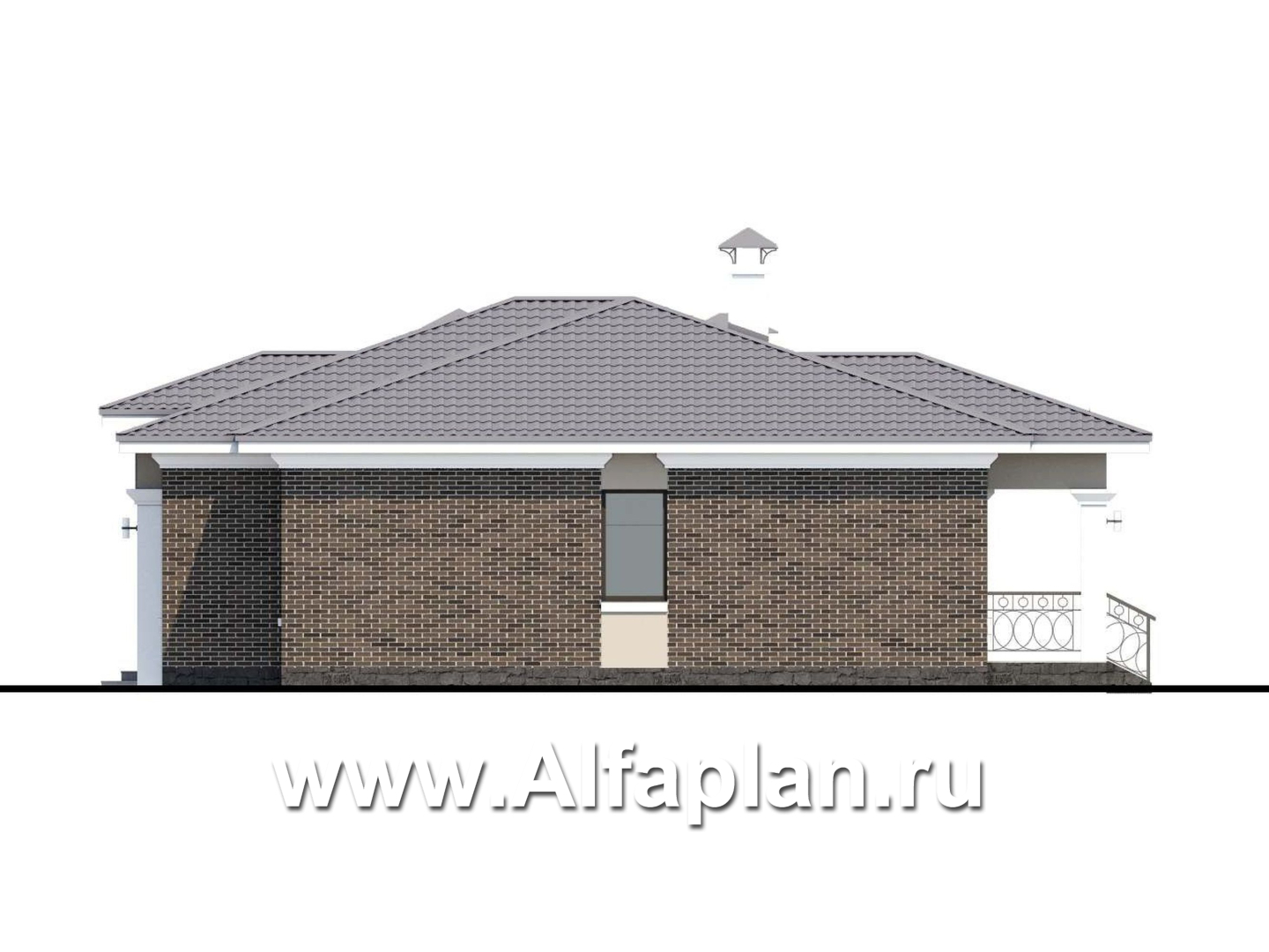 Проекты домов Альфаплан - «Жасмин» - проект одноэтажного дома в классическом стиле, с гаражом - изображение фасада №2