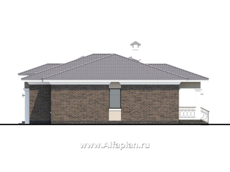 Проекты домов Альфаплан - «Жасмин» - проект одноэтажного дома в классическом стиле, с гаражом - превью фасада №2