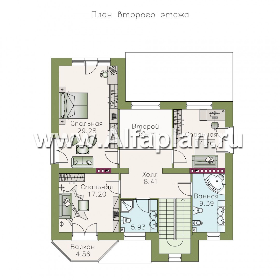 Проекты домов Альфаплан - «Феникс» - коттедж с компактным планом и цокольным этажом - план проекта №2