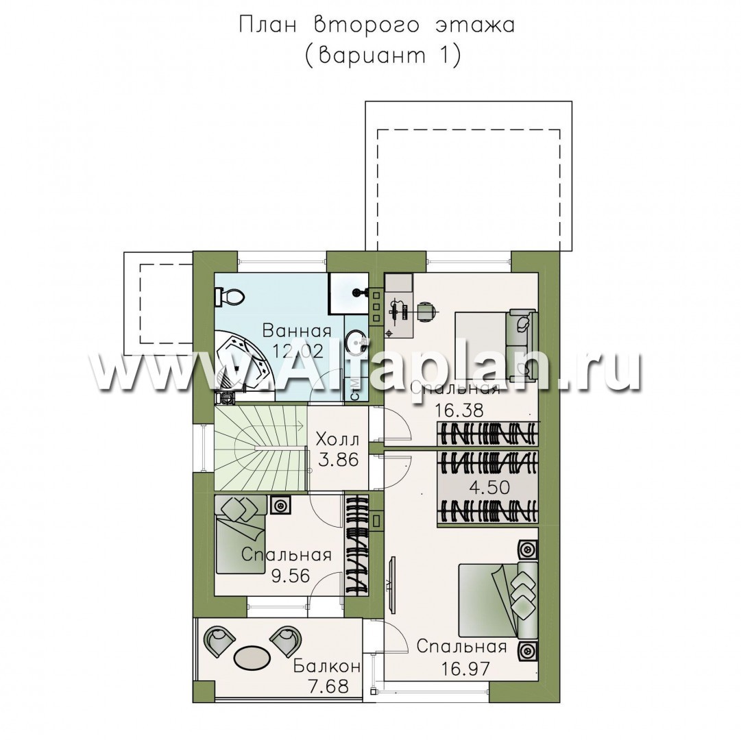 Проекты домов Альфаплан - «Лотос» - компактный современный двухэтажный дом - план проекта №2