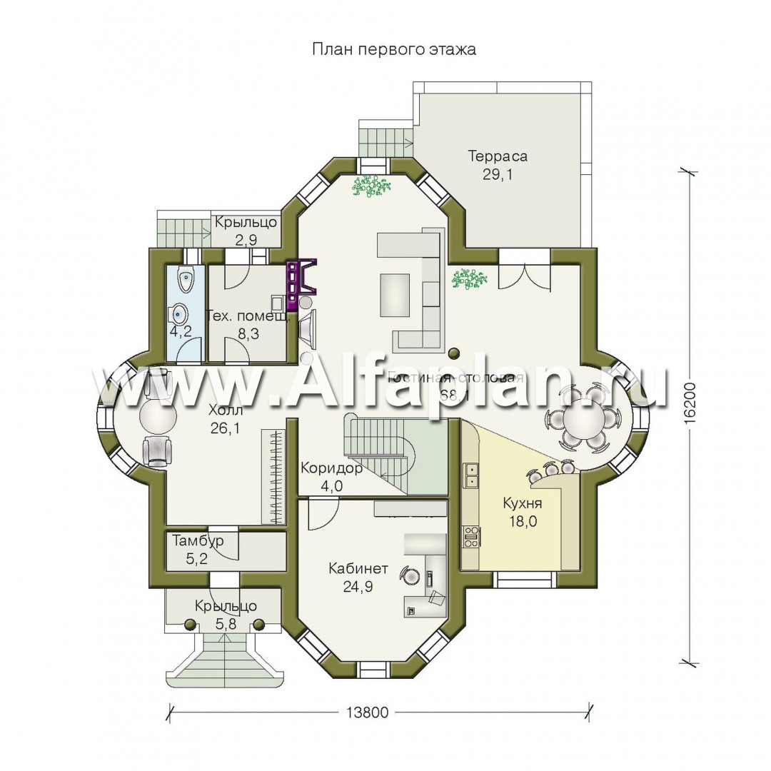 Проекты домов Альфаплан - «Белта» -  двухэтажный коттедж в романтическом стиле - план проекта №1