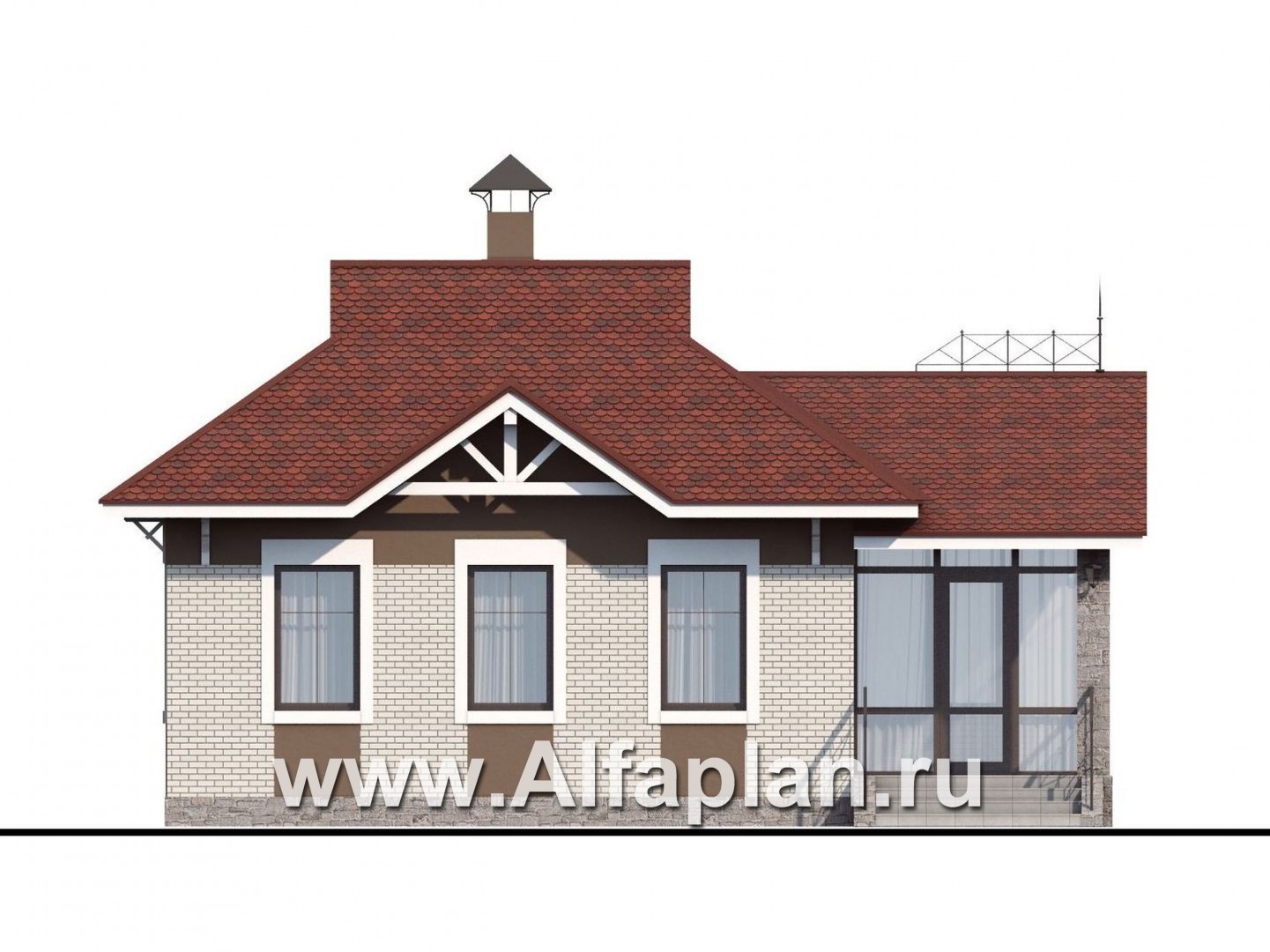 Проекты домов Альфаплан - Проект гостевого кирпичного дома - изображение фасада №1