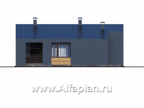 Проекты домов Альфаплан - «Альфа» - каркасный коттедж с фальцевыми фасадами - превью фасада №3