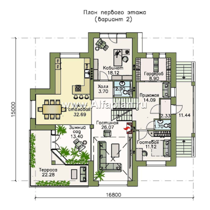 Проекты домов Альфаплан - «Три  семерки» - проект трехэтажного дома, гараж в цоколе, второй свет и панорамные окна, современный дизайн дома - превью плана проекта №3