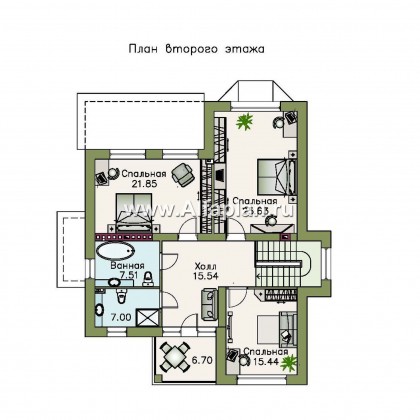 Проекты домов Альфаплан - «Репутация»- аристократический коттедж из блоков с цоколем - превью плана проекта №3