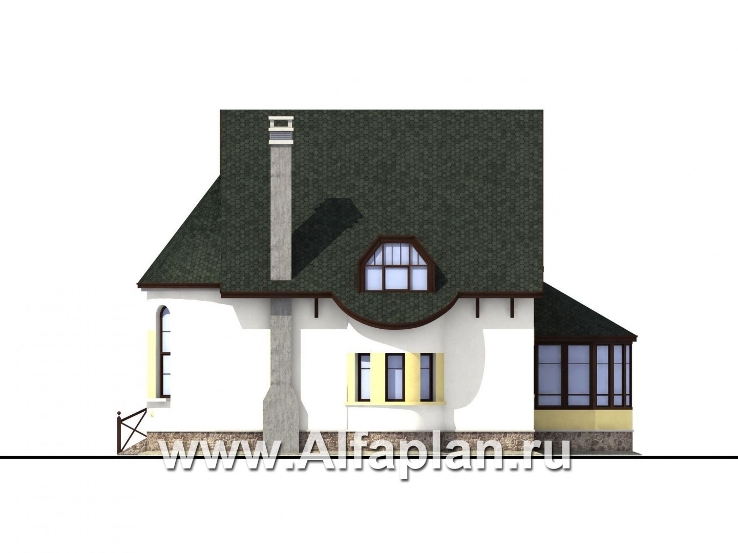 Проекты домов Альфаплан - «Онегин» - дуплекс (дом на две семьи) в стиле замка - изображение фасада №2