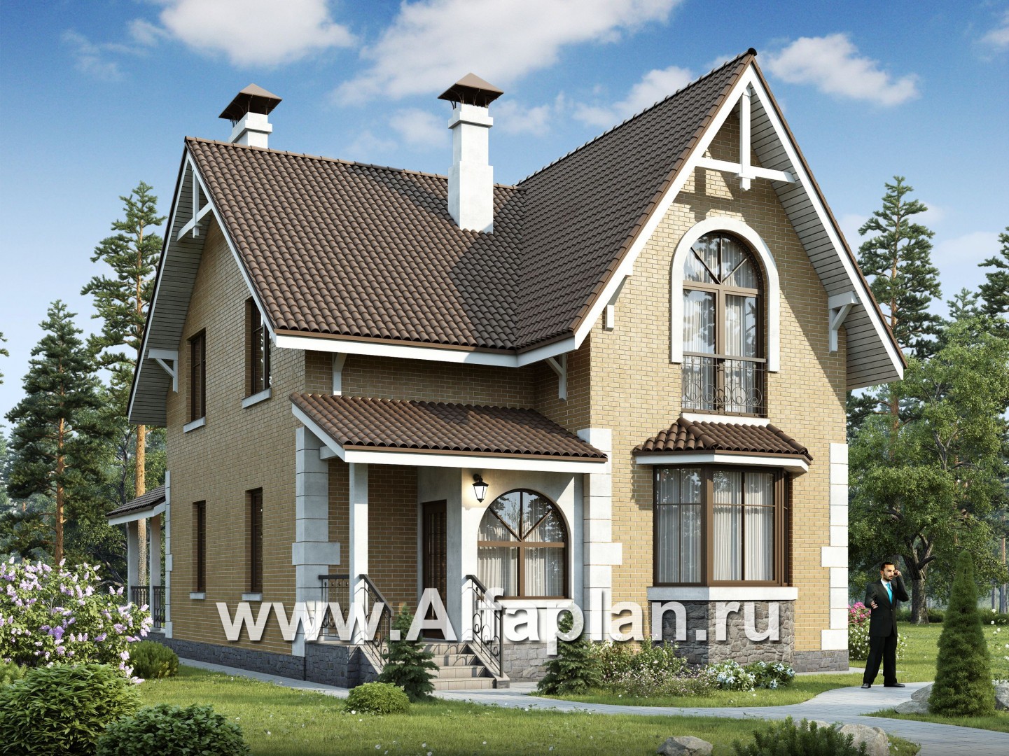 Проекты домов Альфаплан - «Примавера» - компактный загородный дом - основное изображение