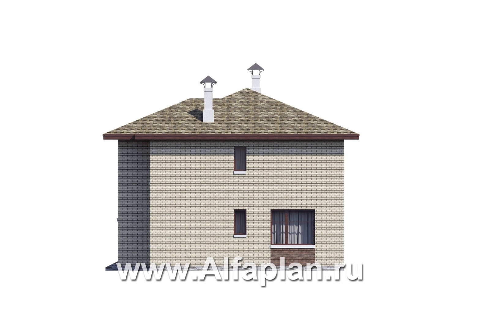 Проекты домов Альфаплан - "Рациональ" - проект двухэтажного дома из кирпича, с балконом - изображение фасада №2