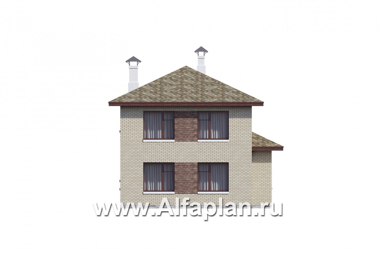 Проекты домов Альфаплан - "Рациональ" - проект двухэтажного дома из кирпича, с балконом - изображение фасада №4